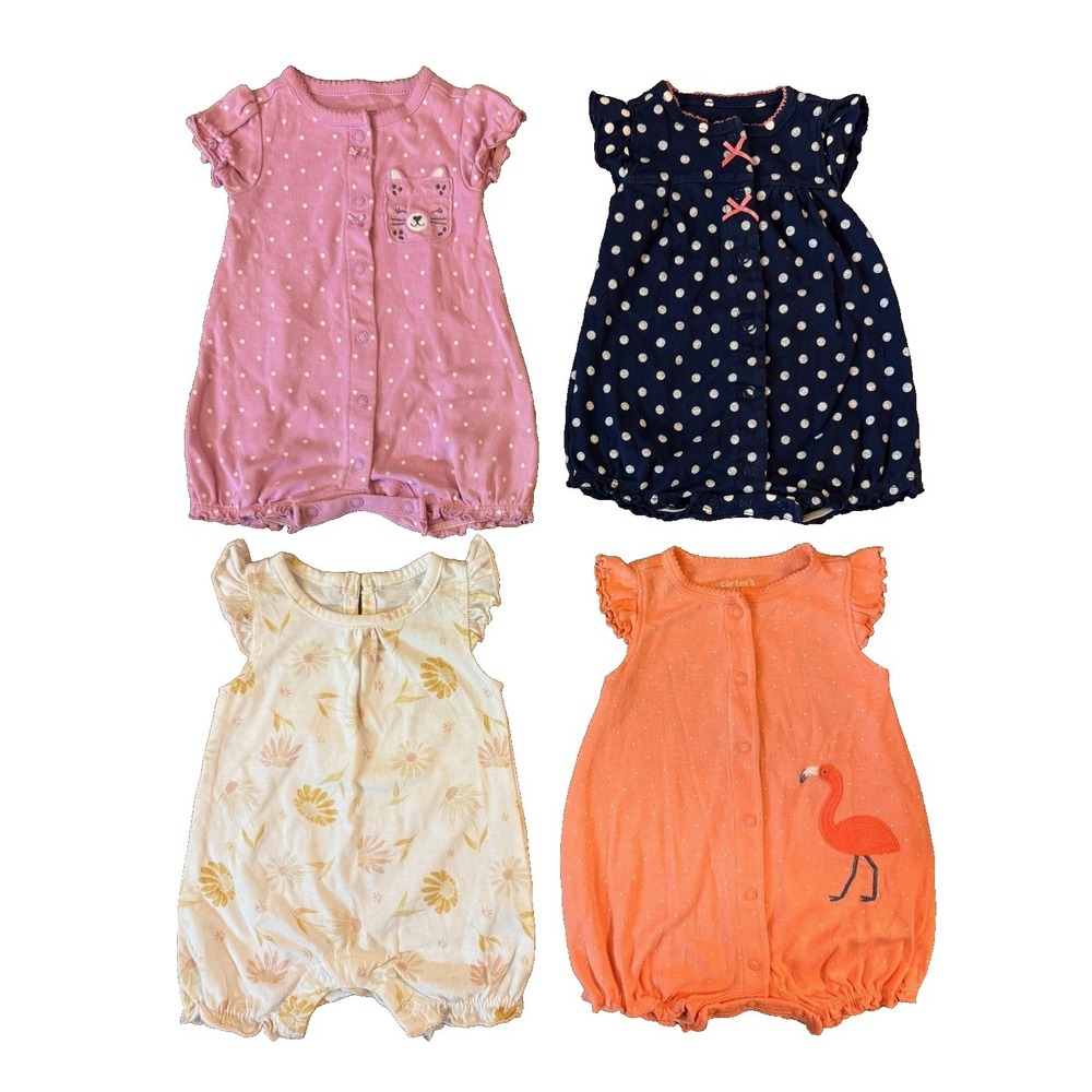 Carters Baby Girl Clothes Lot 0/3 Months Bundle Summer Rompers Outfits Polka Dot